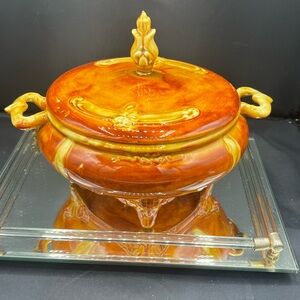 Rare SIGNED Vintage Victoria Loma Studio Pottery Covered Dish 1970s T